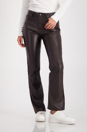 Monari Lederimitathose MONARI, Damen, Gr. 38, N-Gr, braunie, Web, Obermaterial: 60% Polyurethan, 40% Polyester, unifarben, regular fit kn&ouml;chellang, Hosen Led