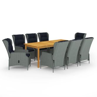 vidaXL Set Da Pranzo Da Giardino 9 Pz Grigio Chiaro - Vidaxl