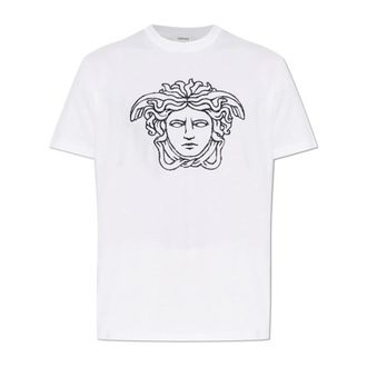 Versace T-Shirts, male, White, XL, T-shirt with Medusa Head