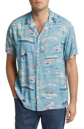 Faherty Kona Print Short Sleeve Terry Button-Up Shirt in Faherty Tour Print at Nordstrom Rack, Size X-Large