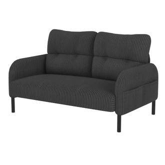 STILVORA Sof&aacute; Recto 2 Plazas En Terciopelo Acanalado Con Respaldo Ergon&oacute;mico Y Bolsillo Lateral, Estructura De Metal, Gris