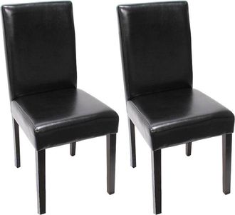 Hhg Juego De 2 Sillas De Comedor Silla De Cocina Littau, Cuero, Negro, Patas Oscuras