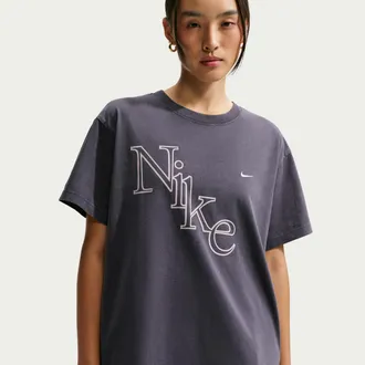 Nike Womens Nike Sportswear Classic Oversized T-Shirt in Grey | IM6426-013