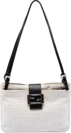 Fendi Pre-owned Canvas Shoulder Bag - Dames - Vintage Schoudertas - Wit - ONE Size - Leer - Vintage