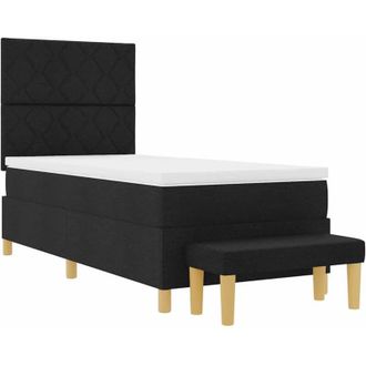 vidaXL Vidaxl - Cama Tipo Box Spring Con Colch&oacute;n Negro 100 X 200 Cm Tela