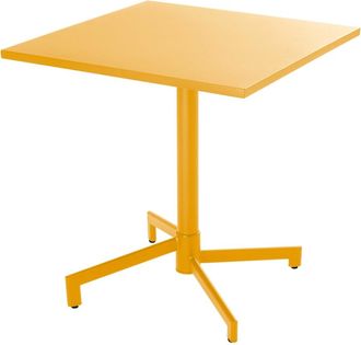 Oviala Mesa cuadrada de jard&iacute;n tipo bistr&oacute; con tapa plegable, amarilla