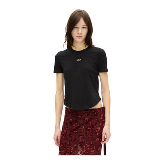 Ann Demeulemeester Tops, Dames, Zwart, M, Katoen, Floor Micro T-Shirt