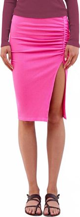 Sundry Side Slit Midi Skirt In Pop Pink