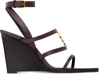 Saint Laurent 90 mm Cassandre sandalen met sleehak - Bruin