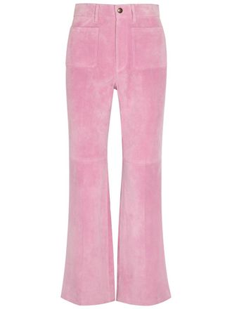 Chlo&eacute; Flared-leg Suede Trousers - Pink - 44 (UK16 / XL)