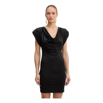 Fracomina Vestido Mini con Cuello Drapeado - Dresses - Mujer - Negro - XS