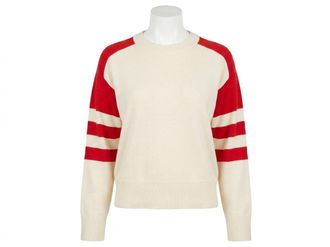Faherty Womens Throwback Crew Top In Peppermint Red