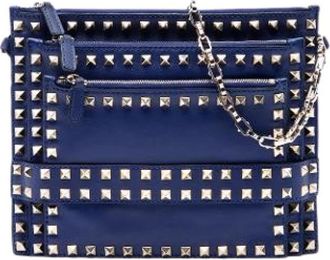 Valentino Pre-owned Studded Crossbody Bag - Dames - Vintage Clutch - Blauw - ONE Size - Leer - Vintage