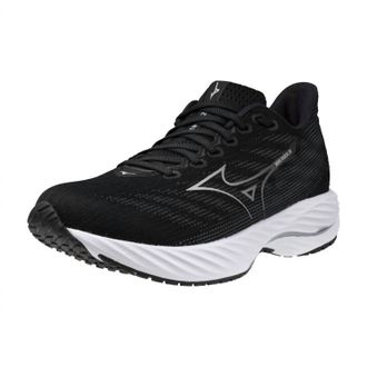 Mizuno Womens Wave Rider 28 Running Shoe - Wide In Black-Harbor Mist
