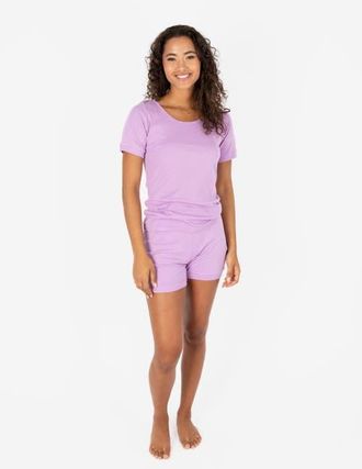 Leveret Womens Short Cotton Solid Pajama Set in Purple at Nordstrom, Size X-Large