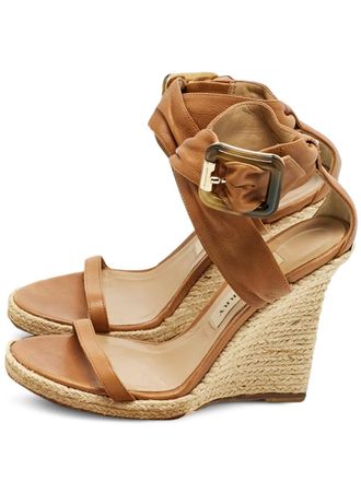 Burberry Catsbrook leather wedges espadrilles - women - Calf Leather/Calf Leather/Calf Leather - 38 - Brown