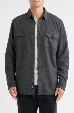 Rip Curl Grid Stretch Fleece Button-Up Shirt in Black Marle at Nordstrom, Size Xx-Large