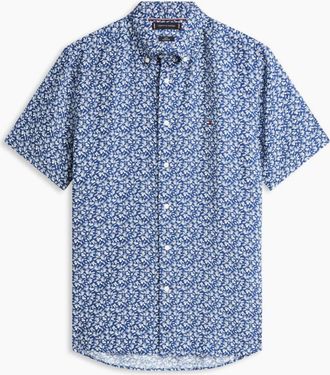 Tommy Hilfiger Mens Tommy Hilfiger Linen Tropical PRT Shirt C3I Blue Jean - Size: 40/Regular