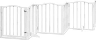 vidaXL Puerta Para Perros Plegable 3 Paneles Madera &Aacute;lamo Blanca 300cm Vidaxl