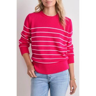 Vineyard Vines Stripe Cotton Roll Neck Sweater in Molly Stripe Pink at Nordstrom, Size Medium