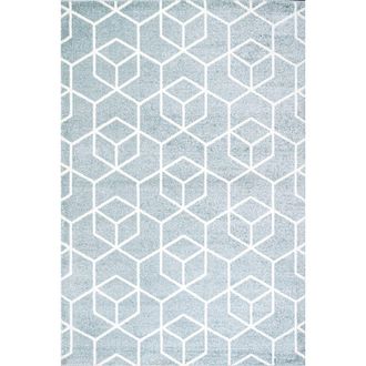 Jonathan Y Designs Tumbling Blocks Modern Geometric Area Rug in Light Blue/white at Nordstrom, Size 3Ft 0In X 5Ft 0In