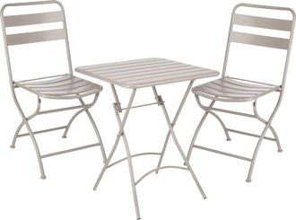 MiCa Decorations Juego de jard&iacute;n bistr&oacute; 3 piezas de metal marr&oacute;n