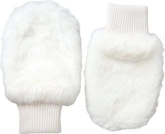 Dolce & Gabbana White Acrylic Knitted Fur Wrist Mitten Womens Gloves