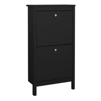 Furniture To Go Madrid Shoe Cabinet 2 Flip Down Doors in Black