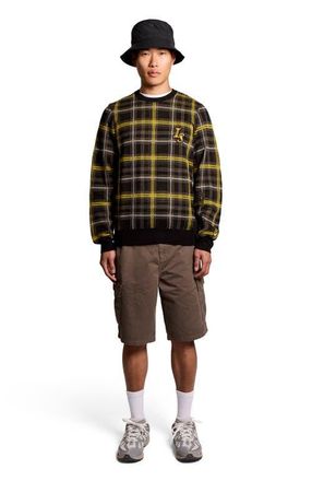Lyle & Scott Ribbed Jacquard Tartan Crew Neck in Jet Black at Nordstrom, Size Xx-Large