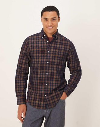 GANT Camicia regular fit in velluto a coste blu navy a quadri
