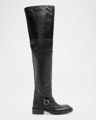 Saint Laurent Men & apos;s Joe Smooth Leather Over-The-Knee Boots