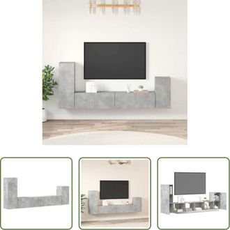 vidaXL Mobili TV - Set di Mobili Porta TV 4 pz Grigio Cemento in Legno Multistrato