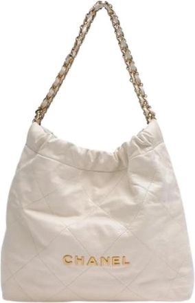 Chanel Pre-owned 22 Small Hobo Bag - Dames - Vintage Schoudertas - Wit - ONE Size - Leer - Vintage