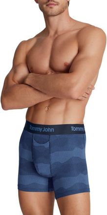 Tommy John Second Skin 4-Inch Boxer Briefs in Dress Blues Stripe Mountains at Nordstrom, Size Xx-Large