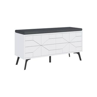 Dmora Zapatero Velma, Almacenaje Para 8 Pares, 2 Estantes, 4 Puertas, 107x35x55h Cm Blanco