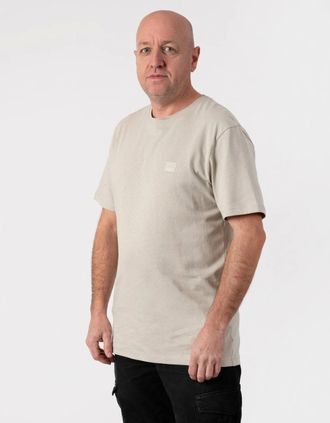 HUGO BOSS Mens BOSS Orange Tales Mens Cotton-Jersey T-shirt With Logo Patch - Light Beige 271 - Tan - Size: 38
