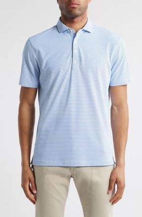 Johnnie-O Stetsons Stripe Performance Polo in Palisades Blue at Nordstrom, Size Xx-Large