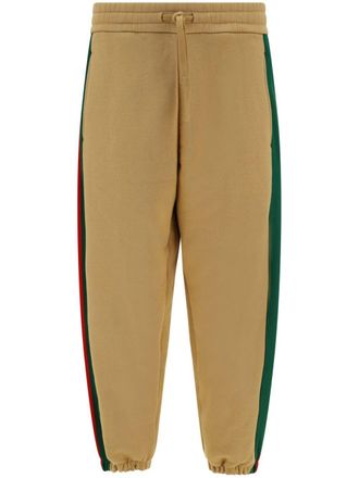 Gucci logo-embroidered cotton track pants - men - Cotton - S - Neutrals