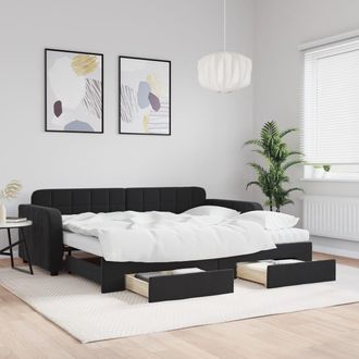 vidaXL Vidaxl - Sof&aacute; Cama Nido Con Cajones Terciopelo Negro 90x190 Cm