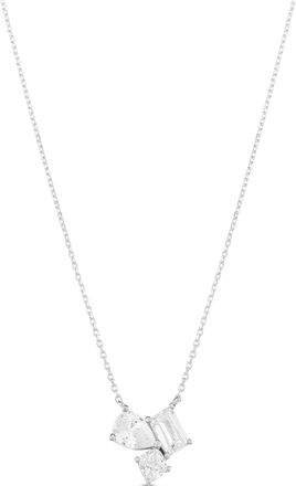 SHYMI Three Fancy Shape Stone Necklace -.925 Sterling Silver, 14k Gold-Plated - Rhodium Plated, Cubic Zirconia, Adjustable Chain