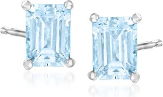 Ross-Simons Aquamarine Stud Earrings in Sterling Silver