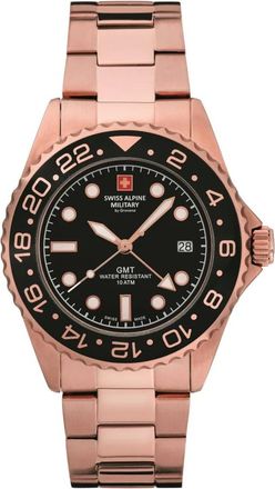 Swiss Alpine Military Heren Roestvrijstalen Armbandhorloge 7053.1167 - unisex - Horloges - Zwart - ONE Size - Accessoires