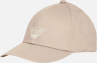 Emporio Armani Mens Embroidered Eagle Logo Beige Cap - Cream - Size: ONE size
