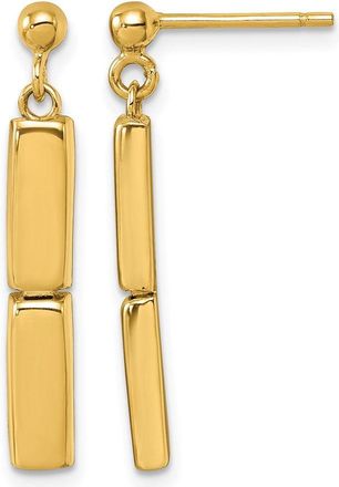 Diamond2Deal 14K Yellow Gold Fancy Two Bar Drop Dangle Earrings