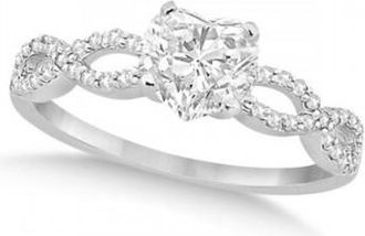Allurez Twisted Infinity Heart Diamond Engagement Ring 14k White Gold (0.50ct)