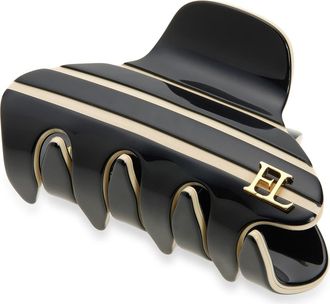 France Luxe Stripe Jaw Clip in Black/ivory at Nordstrom