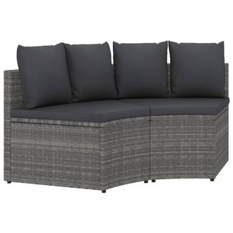 vidaXL 2 Pcs Set Sofas De Jard&iacute;n Con Almohadillas De Mimbre Gris