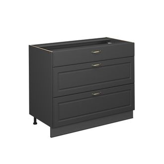 Vicco Mueble Bajo De Cocina Fame-line, Antracita-oro Landhaus/antracita, 100 Cm Sin Encimera, Vicco