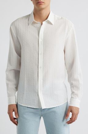 Krost Jordan Seersucker Stripe Button-Up Shirt in White at Nordstrom, Size Xx-Large
