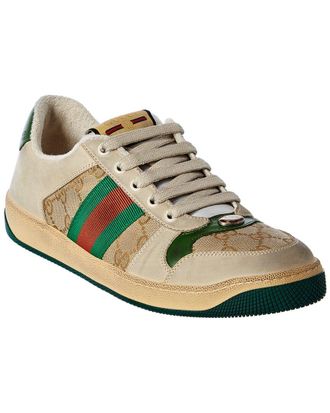 Gucci Screener Leather & Suede-Trim Sneaker